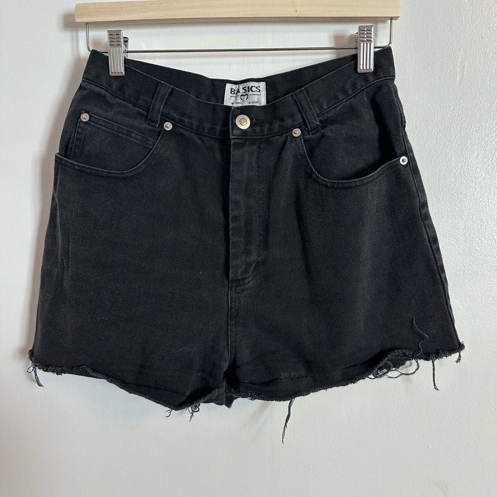 Vintage Women's Black Denim Shorts
